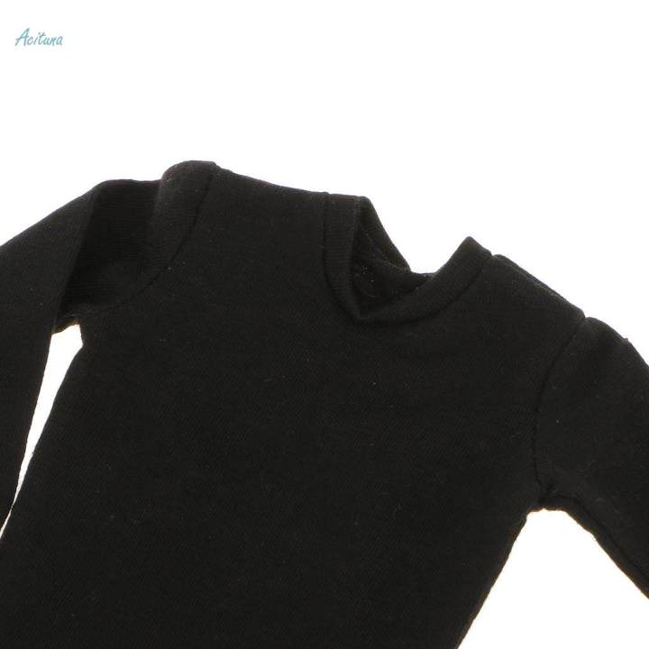 1/6 Scale Men's Long Sleeves T-shirt For 12" Action Figure Body Toys - Black