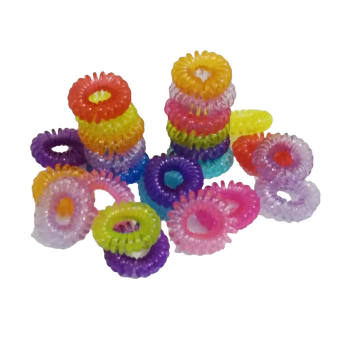 10 pcs of tiny telephone cord ponies spiral ponies for small girls babies and toddlers (2cm)