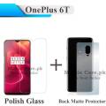 OnePlus 6T Tempered Glass Screen Protector Polish Glass + Back Matte Protector Soft Film Protection Soft Skin Sheet For 1+6T. 