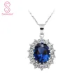 Necklace Jewelry Simple Artificial Sapphire Earrings and Necklace Set. 