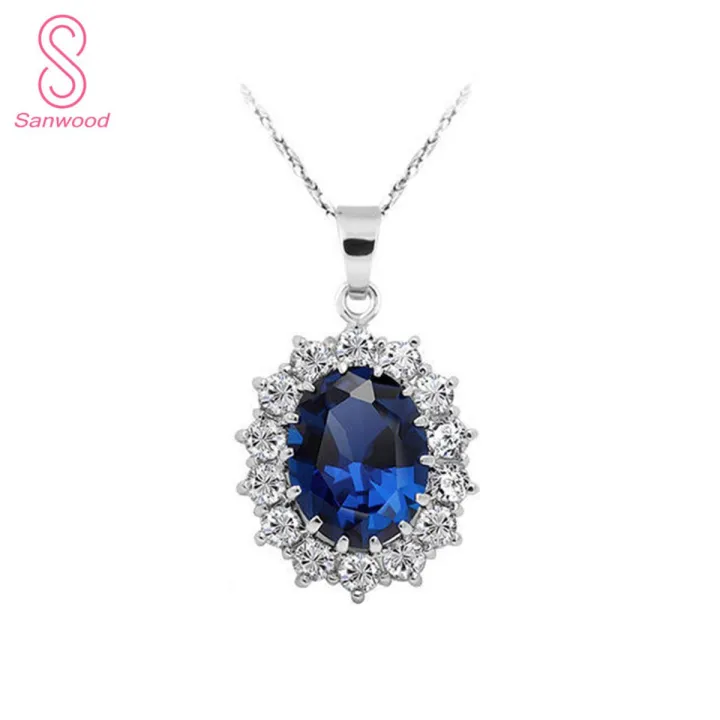 Necklace Jewelry Simple Artificial Sapphire Earrings and Necklace Set