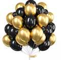Pack of 50 (25 Black & 25 Golden ) High Quality Latex Baloons birthday Party Baloons , Balloons for Black and Red Theme Birthday Party Decoration, Weddings, Party, Birthday, Bridal Shower,. 