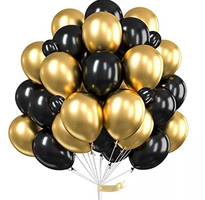 Pack of 50 (25 Black & 25 Golden ) High Quality Latex Baloons birthday Party Baloons , Balloons for Black and Red Theme Birthday Party Decoration, Weddings, Party, Birthday, Bridal Shower,