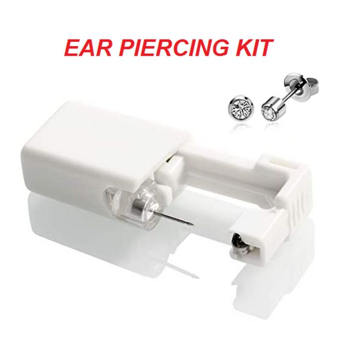 Ear Piercing KIT Disposable No Pain Safety Unit Tool With Ear Stud Asepsis Pierce Kit For Girls Women Men (white)