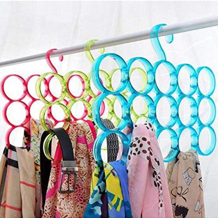Multi Purpose 15 Rings Plastic Tie Hanger for Ring, Scarf, Shawl, Tie, Belt, Closet Accessory Wardrobe Organizer