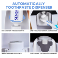 Automatic Toothpaste Dispenser with Toothbrush Holder | Wall Mounted Family Set | 5-Slot Hygienic Toothbrush Storage | No Mess Vacuum Pump Squeezer | Durable Plastic Bathroom Organizer. 