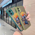 chenyyka For VIVO S5 Case With Side New Design Frosted Transparent Hard Square Edge Phone Case Pattern Silicone Casing Cartoon Cute Stitch Full Cover Camera Protection Cases Shockproof Softcase. 