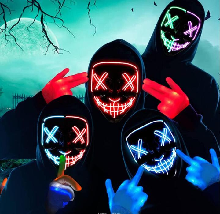 Dual color luminous mask LED party horror mask nightclub ghost face luminous mask