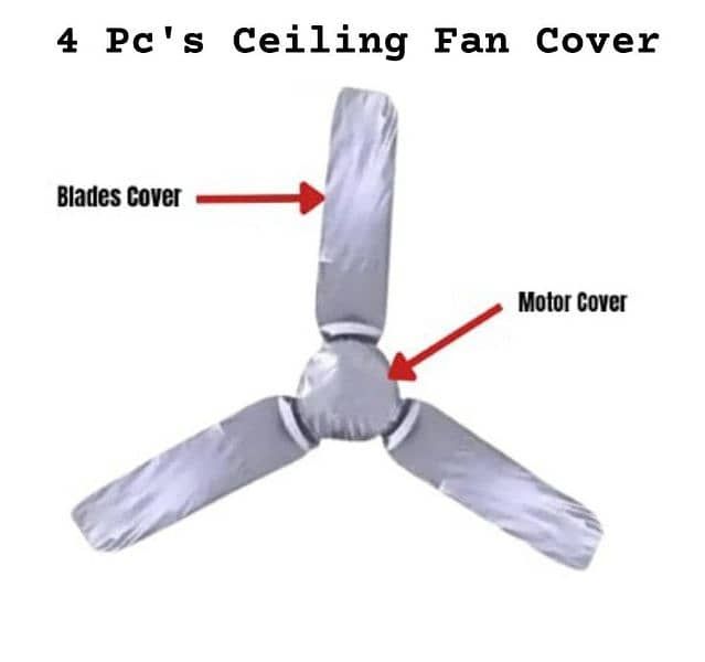 Waterproof & Dustproof Three Blades Ceiling Fan Covers with Motor Cover Grey/Black