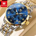 OLEVS Watch For Men Sale Original With Box Waterproof 2024 New Style Stainless Steel Strap Quartz Chronograph Luminous Calendar Wristwatch 5529. 