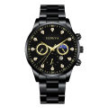 【BestGO】Fashion Sun Moon Star Diamond Men's Steel Band Watch Three Eyes Calendar Quartz Watch Men's. 