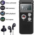 Portable LCD Screen 8GB Digital Voice Recorder - MP3 Player & Telephone Audio Recorder. 