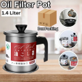 Oil Filter Pot - Oil Bottle - Oil Strainer Pot Stainless Steel Grease Strainer - Oil Storage Pot For Cooking Oil - Oil Container Stainless Steel Oiler Tank Container - Grease Keeper with Filter Dust Lid Non slip Handle for Frying Oil and Cooking Grease. 