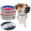 Bone Night Reflective Dog Neck Collar - Adjustable. 