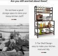 5-shelf Kitchen Bakers Rack with Hutch Industrial Microwave Oven Stand Free Standing Kitchen Utility Cart Storage Shelf Organizer. 