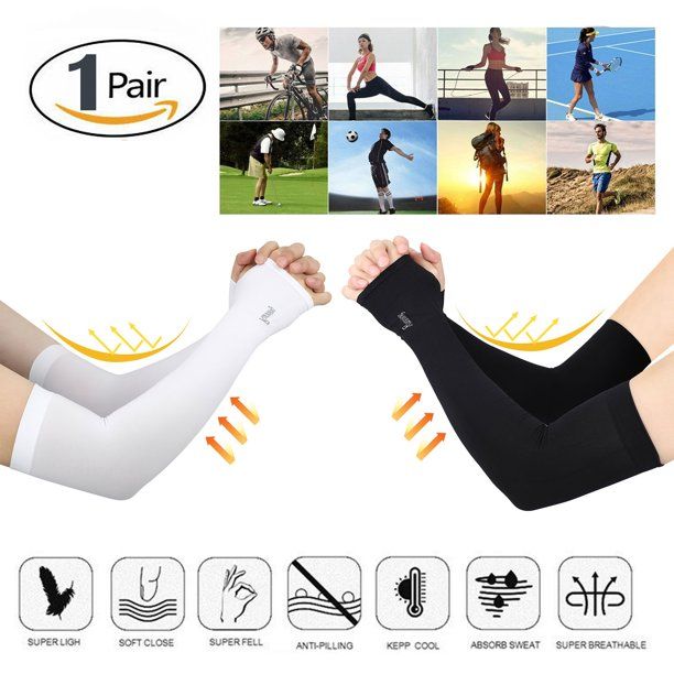 2pack（1Pair) Compression Arm Sleeves Cooling Sun UV Protection Arm Cover with Anti-Slip Design for Outdoor Sports Golf, Basketball Sleeves for Men & Women to Cover Arms