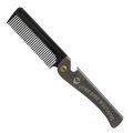 1 Pcs Men Folding Pocket Comb Knife Shape PP Teeth Detangling Hair Beard Comb Metal Handle Foldable Combing Facial Mustache Comb. 
