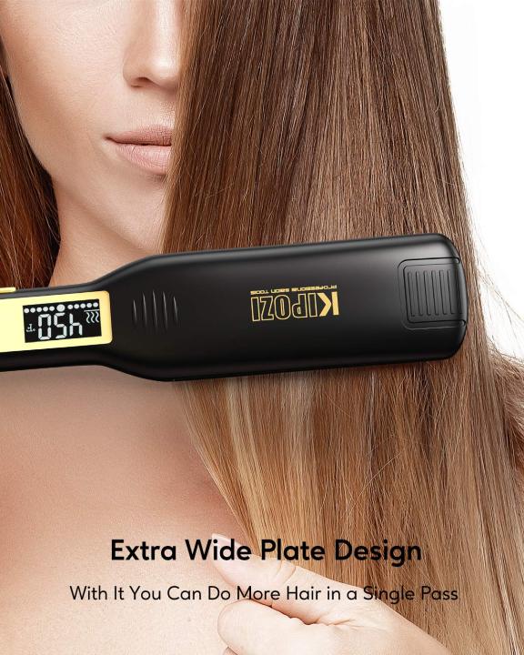 KIPOZI%20Professional%20Titanium%20Flat%20Iron%20Anti-Static%20Hair%20Straightener%20with%20Digital%20LCD%20Display,%20Dual%20Voltage,%20Instant%20Heating,%201.75%20Inch%20Wide%20%20Plates%20%20Black.%20UK%20Plug%20-%20Image%208