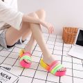 Loose cake and slippers women's European and American color matching joker flat shoes. 