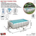 Bestway 56465 18 Ft Length Steel Frame Oval Pool, 9 Ft Width, 48 Inch Full Deep Large For Children, Easy To Setup & Drain Full Size Pool, Water & Summer Fun, Depth Family Swimming Pools, With Filter Pump, Ladder & 3-layer Puncture Resistant Liner. 