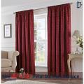 Jacquard Curtains Set, Lined Tape Top Curtains - Petal Damask Maroon Red - Pack of 2 with FREE Tie Back. 
