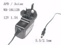 12V 1.5A Power Supply Adapter Conventer 18W, AC to DC Power Supply, AC/DC Driver Transformer 5.5mm x 2.1mm 5.5x2.1 Jack Wall Plug for LED Strip Lights, Router, CCTV Camera, ADSL Cats. 