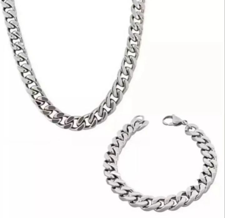 100% Pair Of 2 Pure Silver Neck Chain With Free Bracelet For Girl & Boys