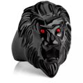 Pack of 3 Vintage Style Punk Rock Rings For Men silver & black lion head ring and blue Turquoise stone Ring. 