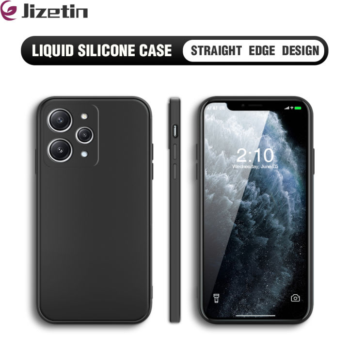 Jizetin for Redmi 12 Back Cover Solid Color Multicolor Liquid Silicone Square Phone Cases