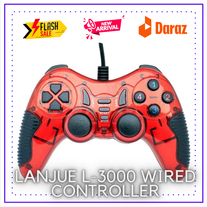 LANJUE L3000 Wired Game Controller – High-Performance USB Gamepad for PC, Windows, and Gaming – Ultimate Joypad with Dual Vibration, 12 Buttons & 8-Way Directional Control for Immersive Gaming Experience