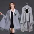 Women's Bat-Wing Style Printed Fleece Shawl For Winters. 