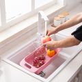 Household Retractable Sink Drain Basket Kitchen Fruit Storage Washing Rack Vegetable Quick Dry Basket Home Tool. 