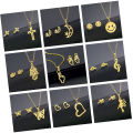 Fashion Jewelry Gold Plated Stainless Steel Necklace And Earrings Jewelry Set For Women. 