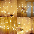 LED Fairy String Lights - 12 Star Curtain-Warm. 