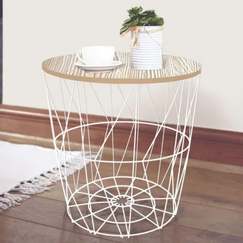 METAL%20WIRE%20REMOVABLE%20WOOD%20TOP%20FOLDABLE%20ROUND%20COFFEE%20SIDE%20TABLE%20STORAGE%20BASKET(%2016%20L%2016%20W%2018.5%20H%20)%20-%20Image%207
