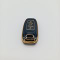 Audi E-tron TPU Remote Key Cover Black-Pure Gold. 