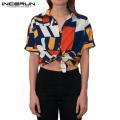 INCERUN Men Womens Summer Hawaiian Beach Holiday Party Shirt Hot Couple Tee Tops Clothes. 