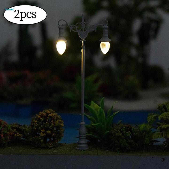 2Pcs Mini Street Post Lights 1/87 Model Train Lamp Lighted Street Lamps for Decor