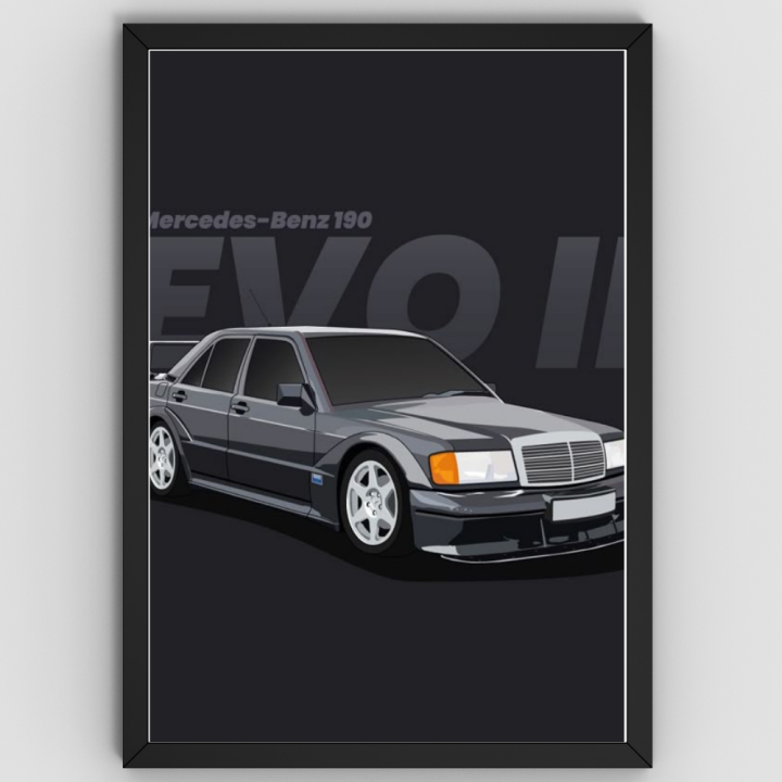 Mercedes Benz 190E EVO II Poster – German Tank Abstract Black Aesthetic ...