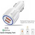 Car Charger fast QC 3.0 Qualcomm original Car Charger fast QC 3.0  fast charging with blue Lights, car charging Spot. 