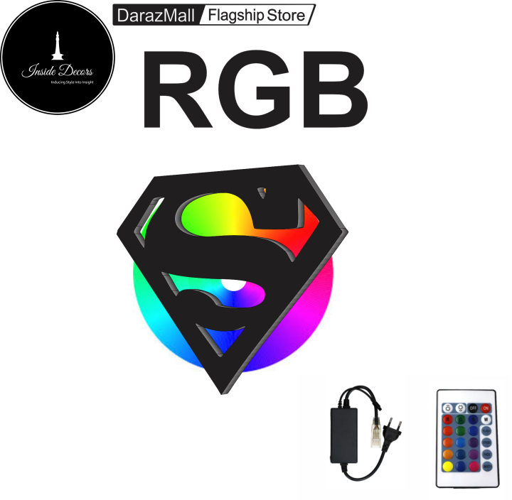 Superman Logo LED Wall Lamp – Superhero Gaming Room Decor | Vibrant Backlit Light – Ideal for Superman Fans, 7mm Thickness--- BY --- GHAR KA DECOR(GD)