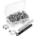 100Pcs Metal Eyelets Set 7Mm Grommet Rings Kit with Mounting Punch Rod for DIY Accessories Leather Craft Clothing Repair. 