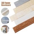 230Cm x 8Cm 3D Pattern Foam Sticker Self Adhesive Wall Trim Line Skirting Border Decor Baseboard Wallpaper Waterproof Embossed Waistline 1Roll. 