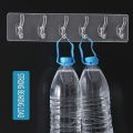Pack of 2 Transparent PVC Adhesive Curtain Rod Hook / 6 Hooks Transparent Self Adhesive Door Wall Hangers Hooks for Kitchen Bathroom. 