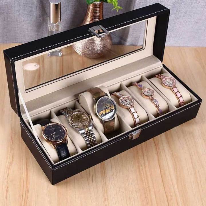 New Elegant 6 Watches Storage Box PU Leather For Men And Women Made in China