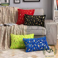 QS Decorative Super Soft Square Faux  with Gold Feathers Gilding Leaves Cushion Covers Cases Soft Fuzzy Cute Pillowcase for Couch Sofa Bed, 12x20 Inch | QS Bedding. 