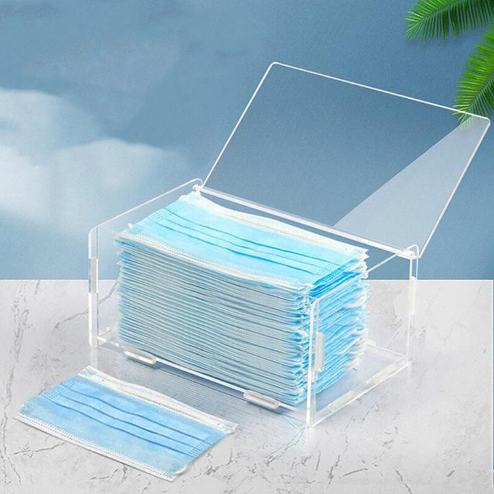 【HOT】 1Pc Disposable Mask Storage Box, Acrylic Transparent Flip Dustproof Portable Organizer