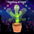 Rechargeable dancing cactus toy with 120 Songs Plush Funny Electronic Singing Dancing Cactus Shaking Cactus Lightning, Wriggle Twisting Cactus Cute Plush Toy Education Toy for Children Playing Birthday Gift and Home Decoration Kids Toy. 