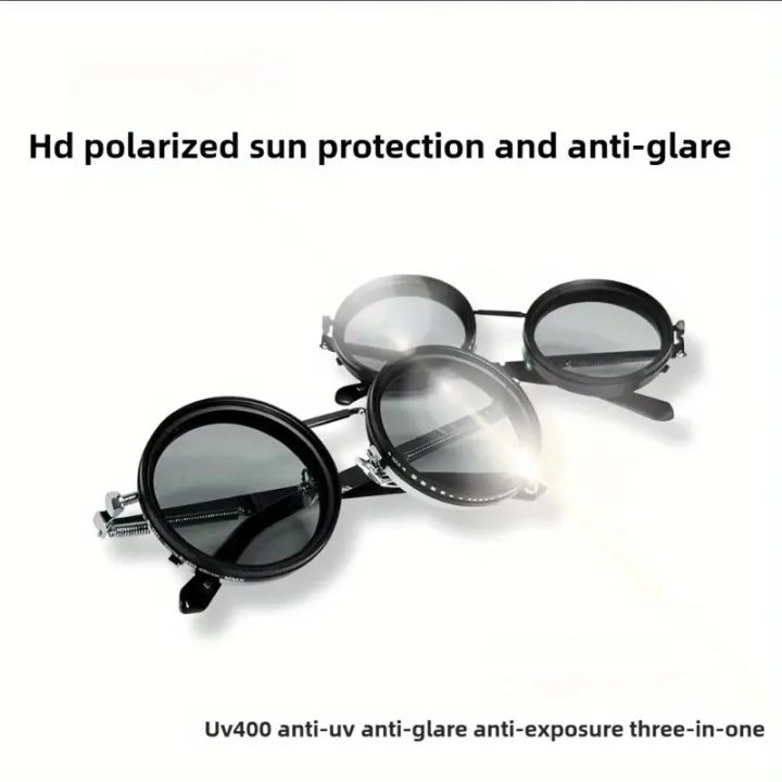 Men'S%20Adjustable%20HD%20Anti-Glare%20Sunglasses%20-%20High-Quality%20Protection,%20Round%20Frame,%203-in-1%20Anti-UV,%20Anti-Glare,%20Anti-Exposure,%20Professional%20&%20Casual%20Use,%20Stylish%20Eyewear,%20Durable%20Eyewear%20-%20Image%203