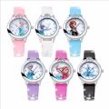 Frozen Elsa Watch Girls Cute Cartoon Leather Strap Children Princess Anna Kids Watches Student Wristwatches Clock Gifts. 
